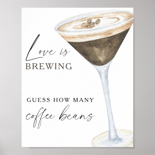 Espresso Martini Bruid - Hoeveel koffiebonen Poster (Voorkant)