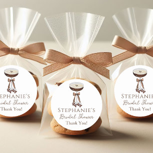 Espresso Martini Bruidsfeest Coquette Bruine Strik Ronde Sticker