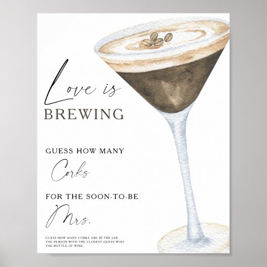 Espresso Martini Bruiloftsfeest Hoeveel Kurken  Poster (Voorkant)