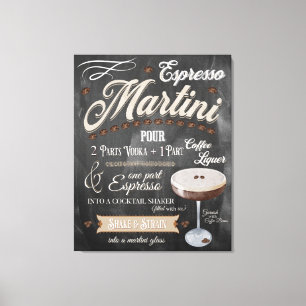 Espresso Martini Chalkboard Recipe Canvas Afdruk