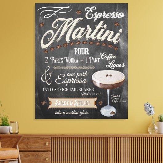 Espresso Martini Chalkboard Recipe Canvas Afdruk (Insitu (Woonkamer))