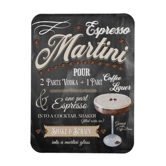 Espresso Martini Chalkboard Recipe Magneet (Verticaal)