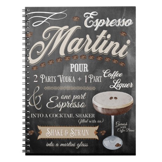 Espresso Martini Chalkboard Recipe Notitieboek (Voorkant)
