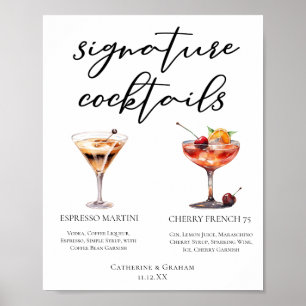 Espresso Martini Cherry Frans 75 Cocktails Menu Poster