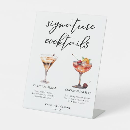 Espresso Martini Cherry Frans 75 Cocktails Menu Reclamebord Met Voetstuk (Voorkant)