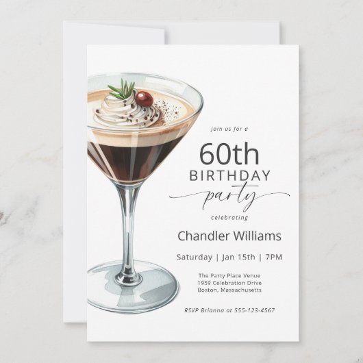 Espresso Martini Cocktail 60e verjaardagsfeest Kaart (Voorkant)