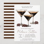 Espresso Martini, Cocktail Drink, Vrijgezellenfees Kaart (Voorkant / Achterkant)