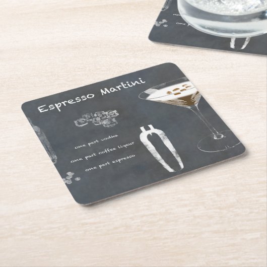 Espresso Martini Cocktail Kartonnen Onderzetters (Schuin)