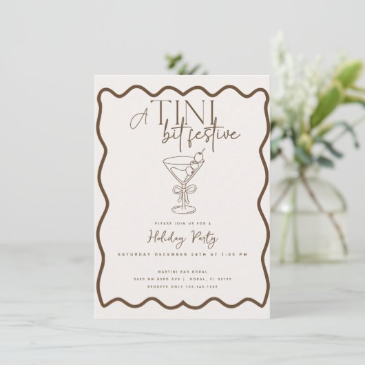 Espresso Martini Cocktail Kerstfeest Kaart (Staand voorkant)