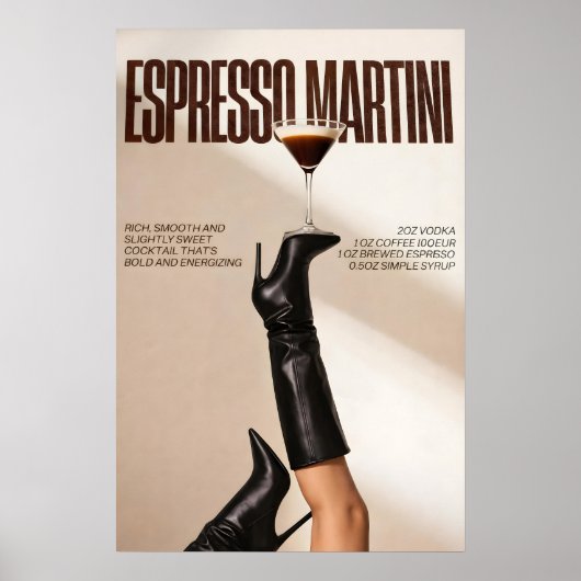 Espresso Martini Cocktail Poster, Modern Bar, Chic Poster (Voorkant)