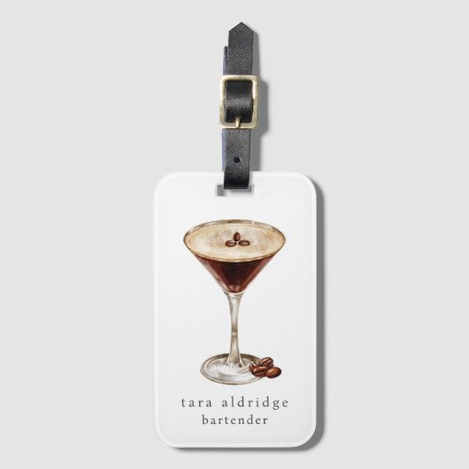 Espresso Martini Cocktail Professional Bartender Bagagelabel (Voorkant (verticaal))