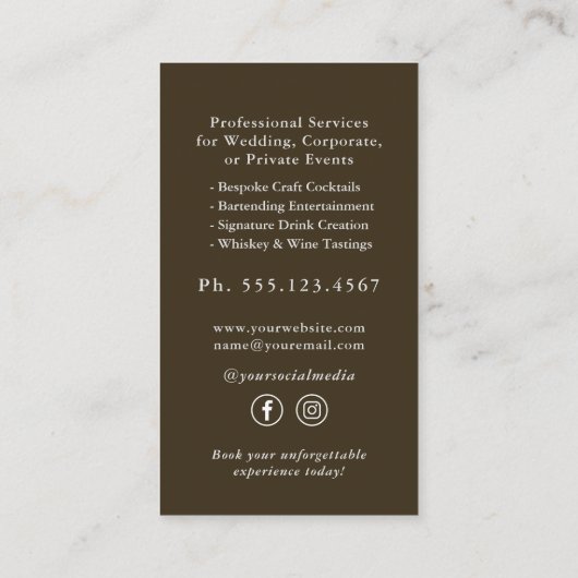 Espresso Martini Cocktail Professional Bartender Visitekaartje (Achterkant)