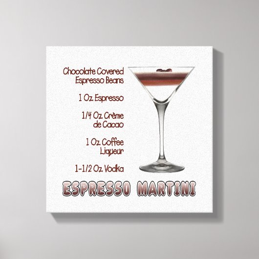 Espresso Martini Cocktail Recipe Art 12"x12" Canvas Afdruk (Voorkant)