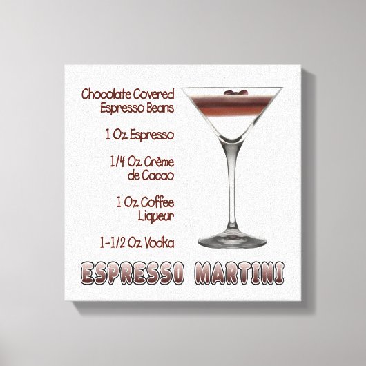 Espresso Martini Cocktail Recipe Art 12"x12" Canvas Afdruk (Voorkant)