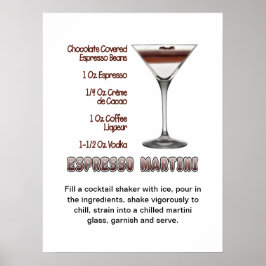 Espresso Martini Cocktail Recipe Art 18"x24" Poster