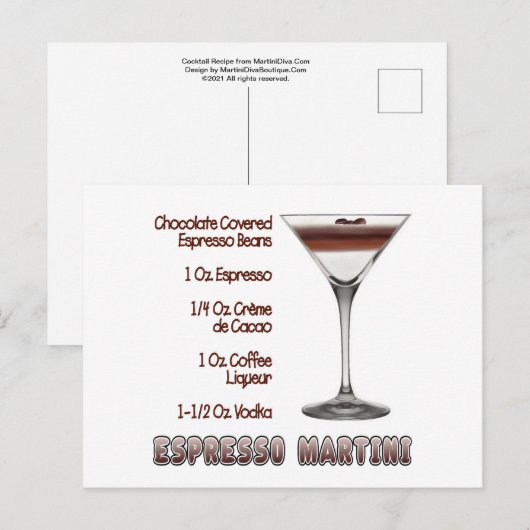 Espresso Martini Cocktail Recipe Art Briefkaart (Voorkant / Achterkant)