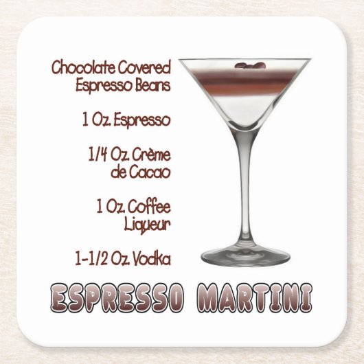 Espresso Martini Cocktail Recipe Art Kartonnen Onderzetters (Voorkant)