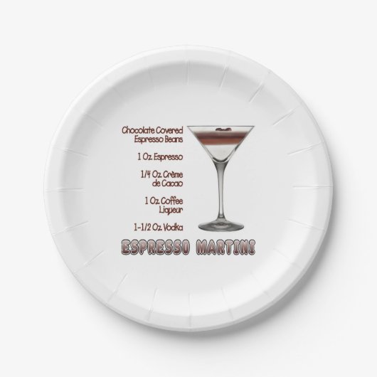 Espresso Martini Cocktail Recipe Art Papieren Bordje (Voorkant)