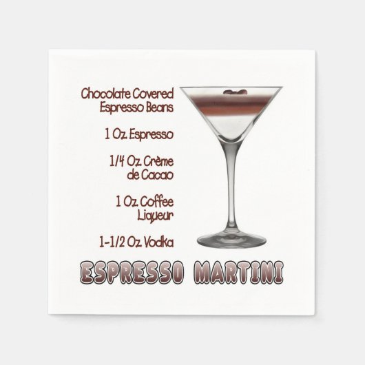 Espresso Martini Cocktail Recipe Art Servet (Voorkant)