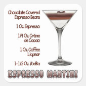 Espresso Martini Cocktail Recipe Art Vierkante Sticker (Voorkant)