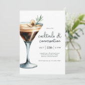 Espresso Martini Cocktails en het Gesprek Event Kaart (Staand voorkant)