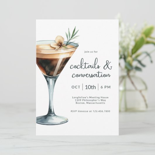 Espresso Martini Cocktails en het Gesprek Event Kaart (Staand voorkant)