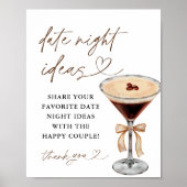 Espresso Martini Date Night Ideeën Sign Poster (Voorkant)