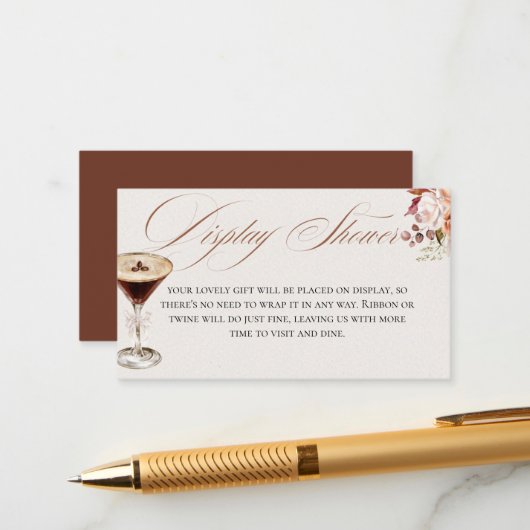 Espresso Martini Display Vrijgezellenfeest Insert Informatiekaartje (Voorkant / Achterkant in situ)