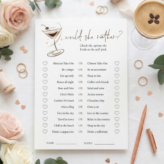 Espresso Martini Doodle Bruidsfeest Spel Kaart