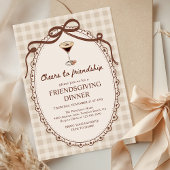 Espresso Martini Fall Gingham Friendsgiving Dinner Kaart