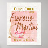 Espresso Martini Gast Check Ontvangst Typografie Poster (Voorkant)