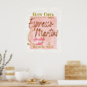 Espresso Martini Gast Check Ontvangst Typografie Poster (Keuken)