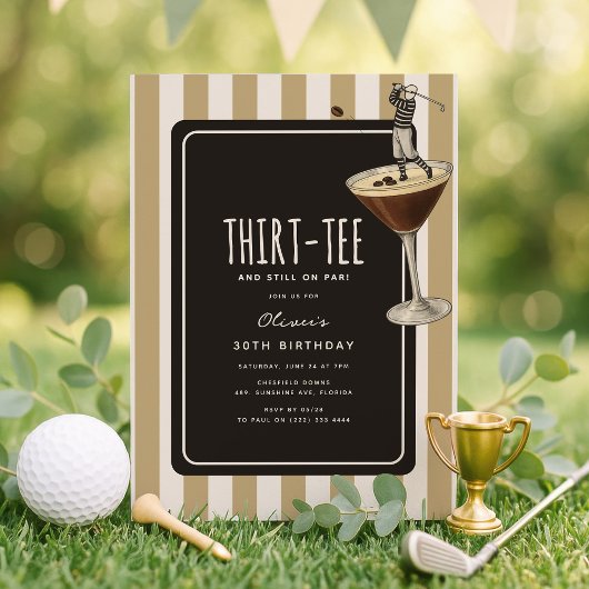 Espresso Martini Golf Thema 30e Verjaardag Kaart
