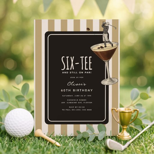 Espresso Martini Golf Thema 60e Verjaardag Kaart