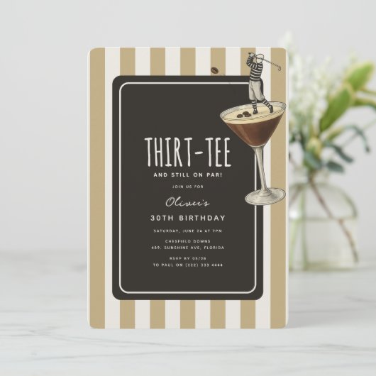 Espresso Martini Golf Themed 30th Birthday Kaart (Staand voorkant)