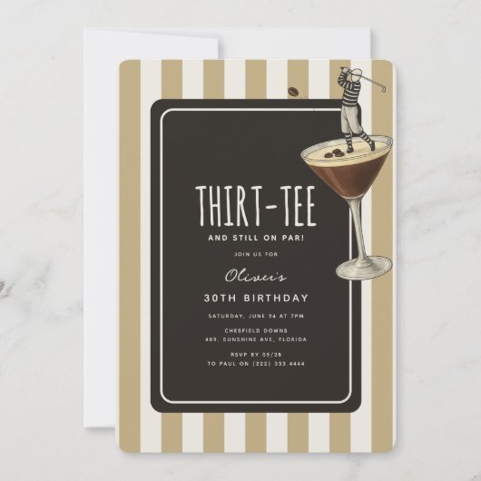 Espresso Martini Golf Themed 30th Birthday Kaart (Voorkant)