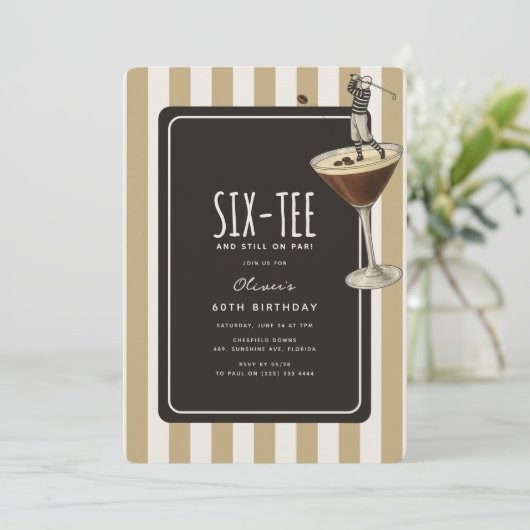 Espresso Martini Golf Themed 60th Birthday Kaart (Staand voorkant)