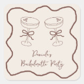 Espresso Martini Hand Getekend Jonggezellenfeest Vierkante Sticker (Voorkant)