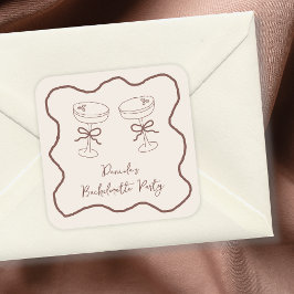 Espresso Martini Hand Getekend Verloofd Feestje Vierkante Sticker