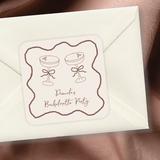 Espresso Martini Hand Getekend Verloofdfeestje Vierkante Sticker