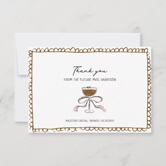 Espresso Martini Hand Getekende Bruidsdouche Bedankkaart (Voorkant)