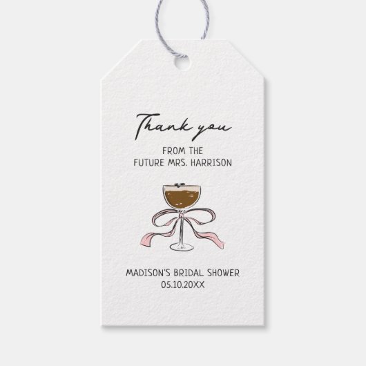 Espresso Martini Hand Getekende Bruidsdouche Cadeaulabel (Voorkant)