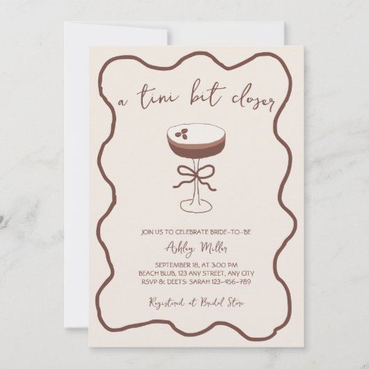 Espresso Martini handgetekend Vrijgezellenfeest Kaart (Voorkant)