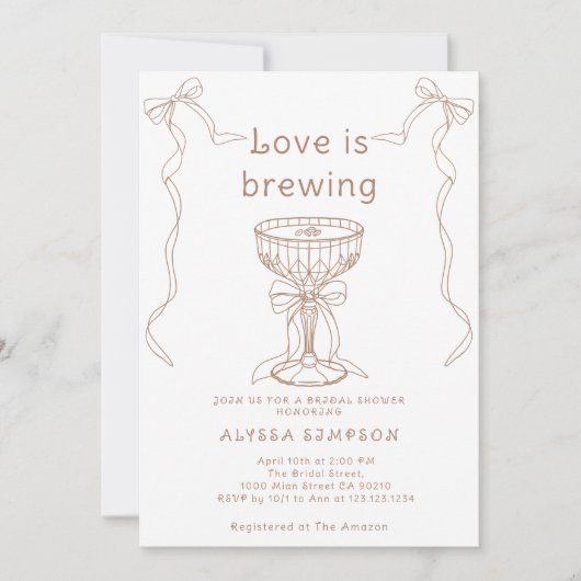 Espresso Martini handgetekend Vrijgezellenfeest Kaart (Voorkant)