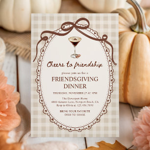 Espresso Martini Herfst Gingham Friendsgiving Dine Kaart