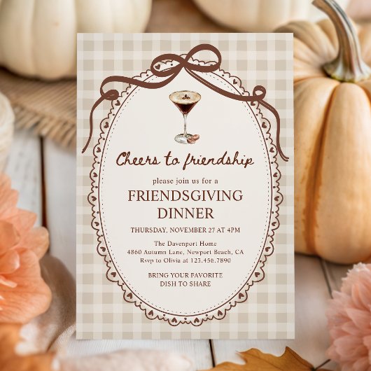 Espresso Martini Herfst Gingham Friendsgiving Dine Kaart
