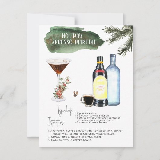 Espresso Martini | Kerstcocktailrecept Kaart (Voorkant)