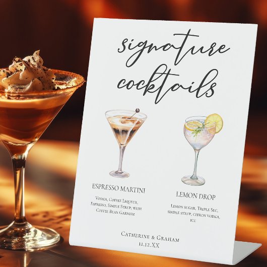 Espresso Martini Lemon Drop Cocktails Bruiloft Men Reclamebord Met Voetstuk