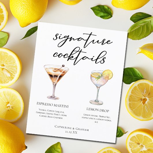 Espresso Martini Lemon Drop Cocktails Menu