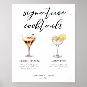 Espresso Martini Lemon Drop Cocktails Trouwmenu Poster